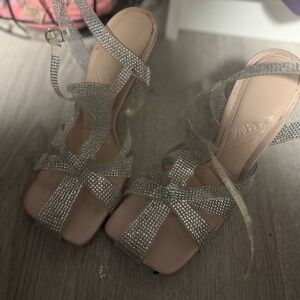 Zara Shimmering Silver Strappy Heels
